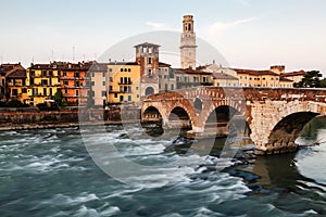 View of Adige River and Saint Peter Bridge