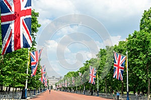 Union Jacks on The Mall at Westminster, London photo