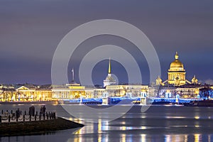 View of the Admiralty Embankment in St. Petersburg, Russia