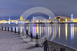 View of the Admiralty Embankment in St. Petersburg, Russia