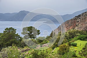 View of the Aegean Sea from the Lycian Trail near Faralya and Oludeniz