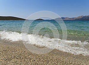 View of  Aegean sea near the town of Marmari on the Greek island of Evia in Greece on a Sunny day