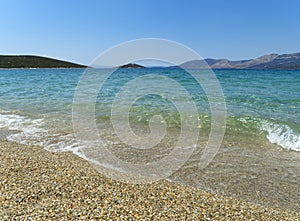 View of  Aegean sea near the town of Marmari on the Greek island of Evia in Greece on a Sunny day