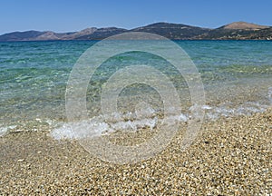 View of  Aegean sea near the town of Marmari on the Greek island of Evia in Greece on a Sunny day