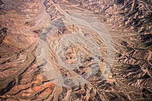 Aerial Photography of landforms over Mojave Desert in Nevada photo