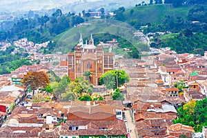View on aerial view of village Jerico antioquia, Colombia photo