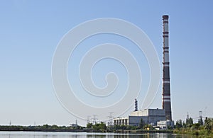 View from afar of a power plant