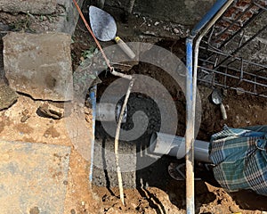 View of a affixed underground drainage pipe -Image
