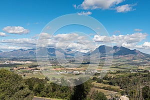 View from Afrikaans Language Monument towards the Hottentots-Holland Mountains