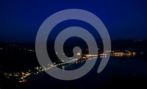 View on Agios Georgios Pagon on corfu island by night