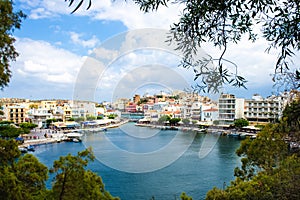 View of the Agios Nikolaos. Lake Voulismeni.