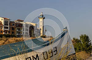 View of the Aheloy lighthouse on the Black Sea coast