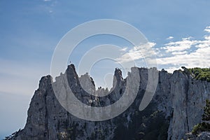 View of Ai-Petri mountain during the day, Crimea, cable car