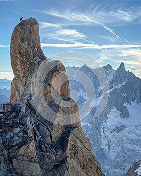 The view from Aiguille du Midi to the rock nearby