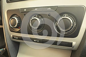 View on air conditioning panel in a car