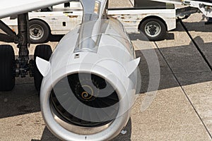 View of aircraft engine turbine blades