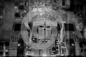 View of aircraft thrust lever.