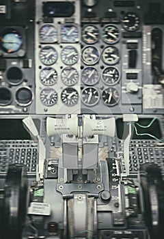 View of aircraft thrust lever.