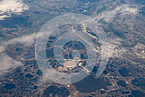 View from airplane on Earth surface.