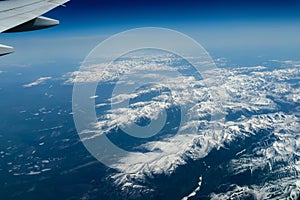 View from airplane on Earth surface.