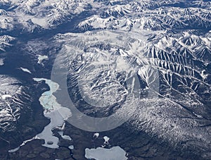 View from airplane on Earth surface.