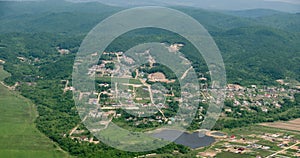 View from airplane on Earth surface.