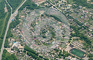 View from airplane on Earth surface.
