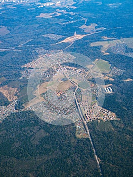 View from airplane on Earth surface.