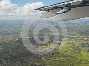 View from a airplane onto central Madagascar