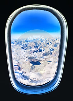View from the airplane window over the Andes