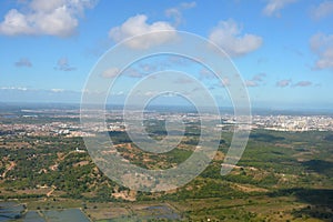 View from the airplane window to Aracaju, Brazil