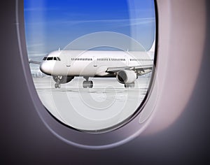 View of airport through window