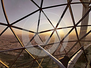 View from al Faisaliah tower on Riyadh's sunset