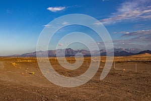 View of Al Hajir mountains between Nizwa and Mascat in Oman photo