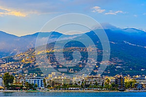 View of Alanya city at sunset