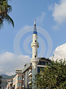 View from Alanya city Turkey - Mohammedan temple of worship - mosque