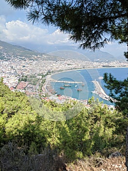 View from Alanya city Turkey - kale - Alanya harbor