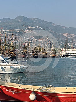 View from Alanya city Turkey - kale - Alanya harbor