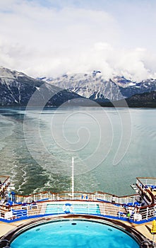 View on alaska mountains from cruise ship