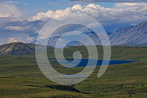 View of Alaskan Mountain Range in Denali National Park, Alaska