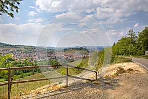 View on Alba among hill in Piedmont, Italy.