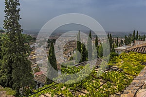 A view from the Albaicin district across Granada, Spain