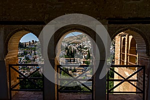 View of the Albayzin district of Granada, Spain, from a window i