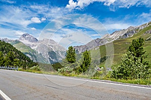 View of the albula pass in grisons, switzerland, europe