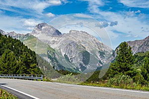 View of the albula pass in grisons, switzerland, europe