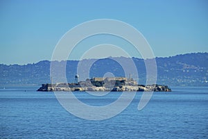 View of alcatraz prison island in the historic districts in downtown san francisco california near fitherman\'s warf