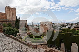 View from the Alcazaba of Alhambra to the Albaicin in Granada, Andalusia