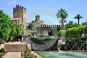 View of Alcazar and Cathedral Mosque of Cordoba, Spain.
