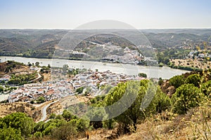 View of Alcoutim in Portugal and Sanlucar de Guadiana in Spain