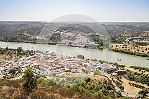 View of Alcoutim in Portugal and Sanlucar de Guadiana in Spain